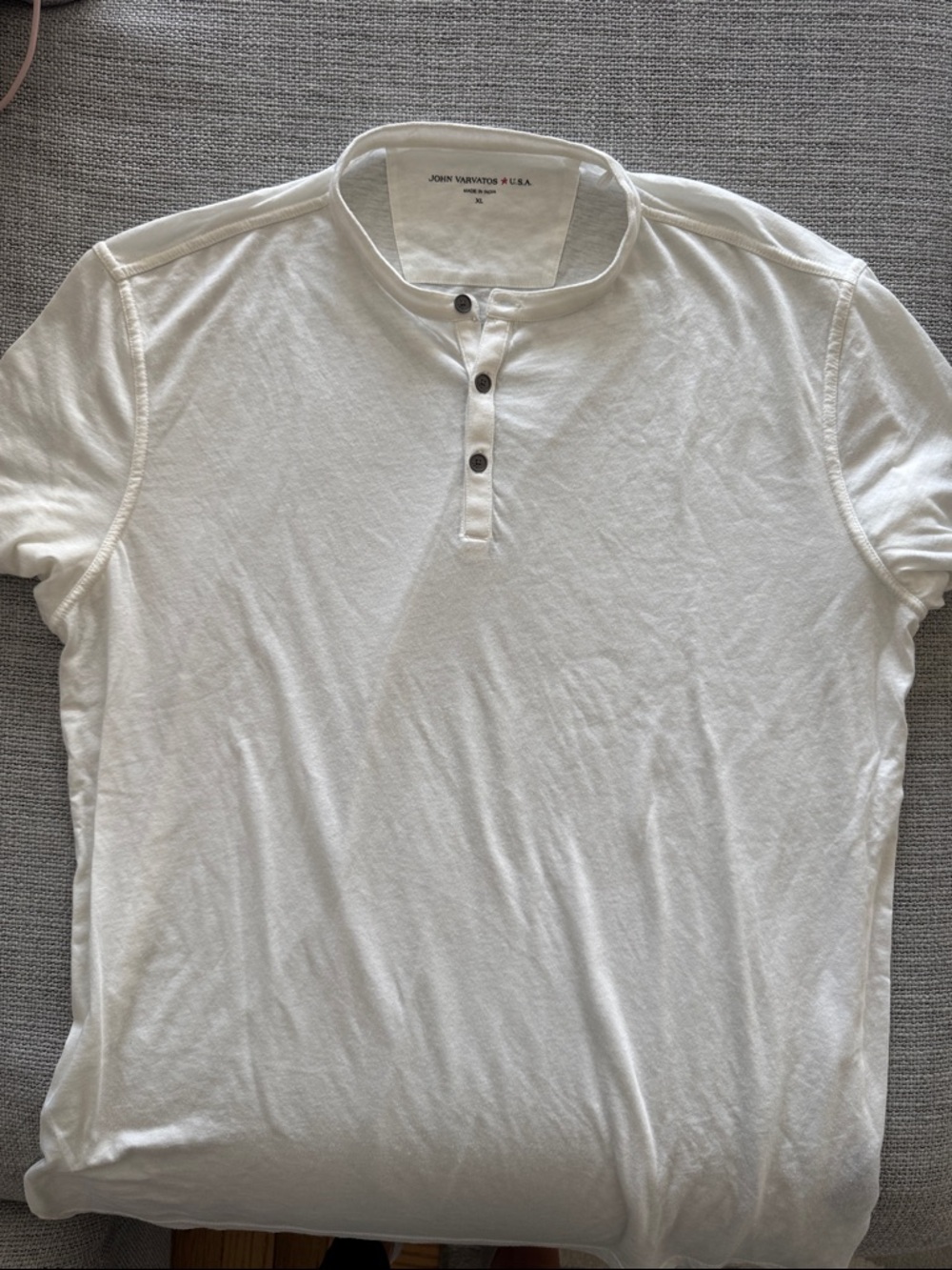 John Varvatos White Short-Sleeve Henley Polo